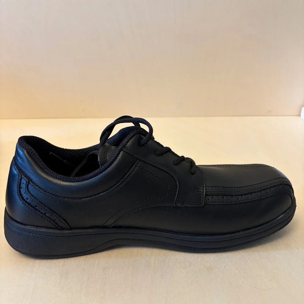Orthofeet Dress Shoe Men 12 Extra Wide 4E Black Leather Orthopedic Oxfords